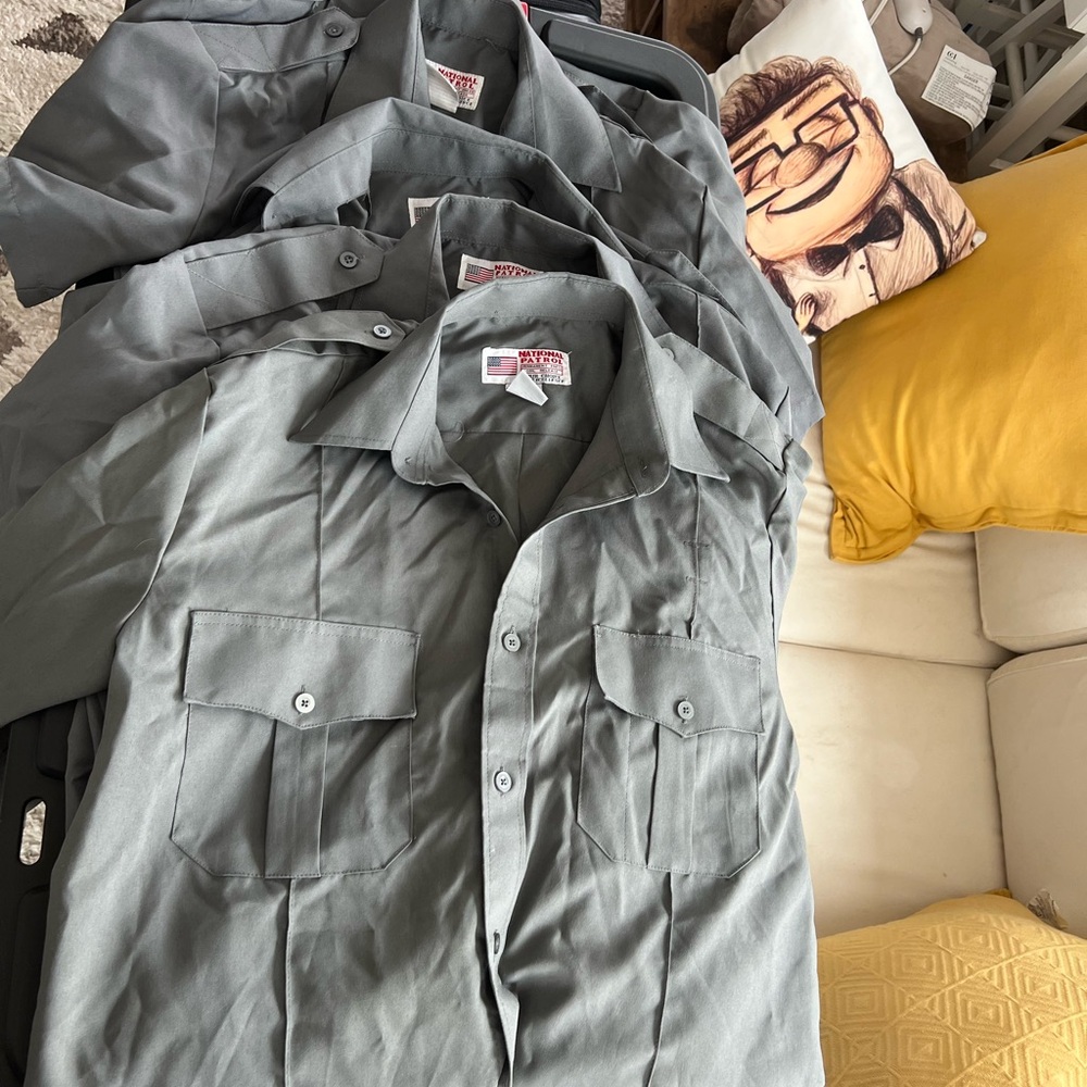National Patrol Men's Gray Uniform Work Shirts- Assorted Long/Short Sleeve